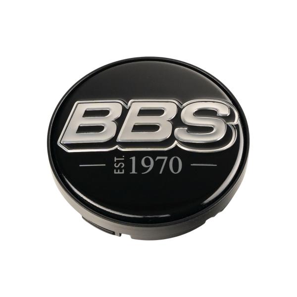 1 x BBS 2D Nabendeckel Ø56mm schwarz, Logo platinum silber (1970) - 58071044